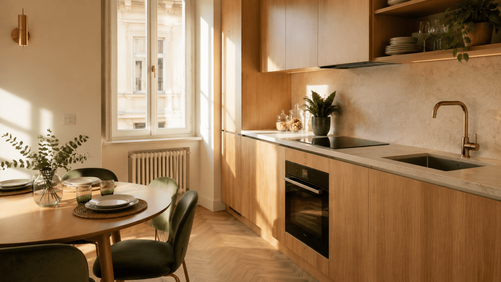 Cucina BnB ordinata